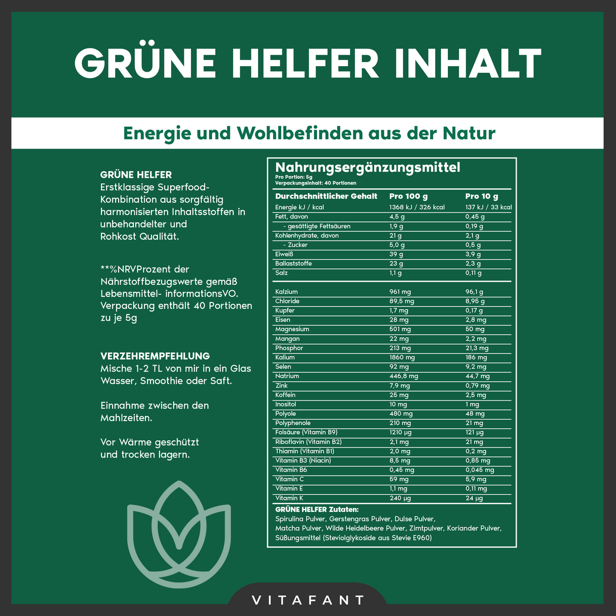 Grüne Helfer - Abnehmen durch natürliche Entgiftung – Vitafant