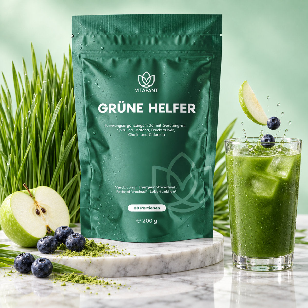 Grüne Helfer Pulver Beutel von Vitafant