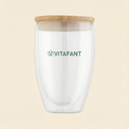 Doppelwandiges Glas + Bambus Deckel