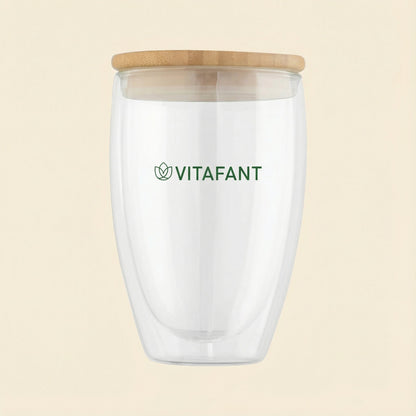 Doppelwandiges Glas + Bambus Deckel