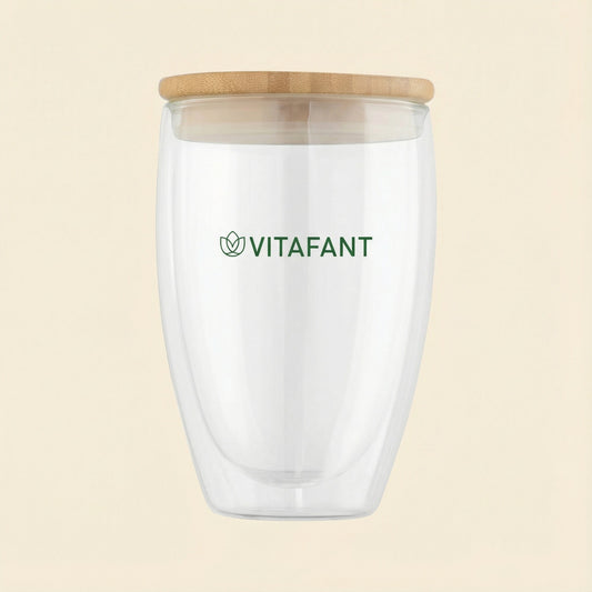 Doppelwandiges Glas + Bambus Deckel