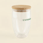 Doppelwandiges Glas + Bambus Deckel