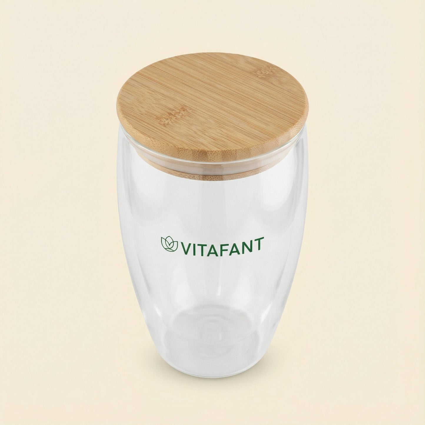 Doppelwandiges Glas + Bambus Deckel