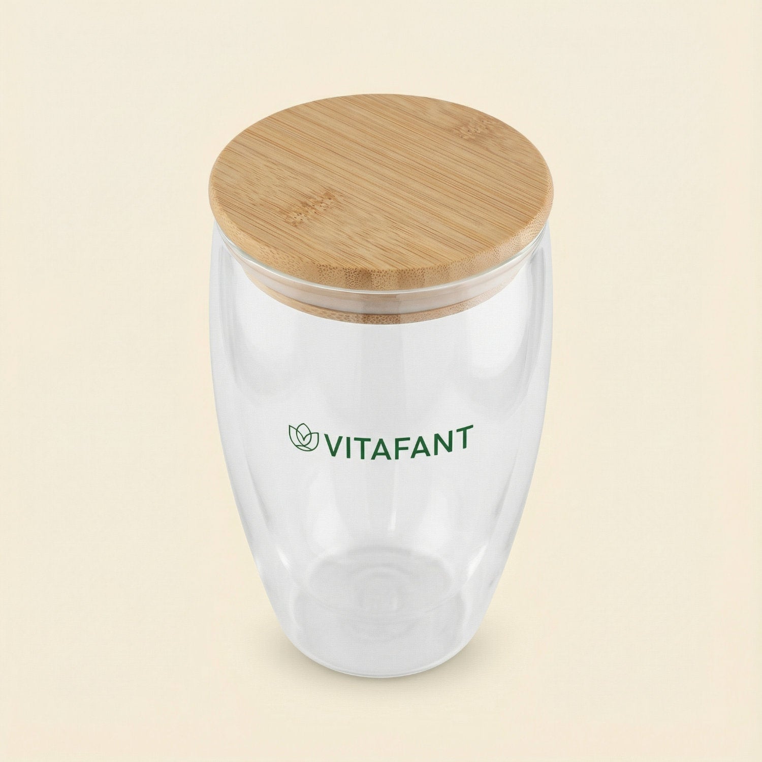 Doppelwandiges Glas + Bambus Deckel